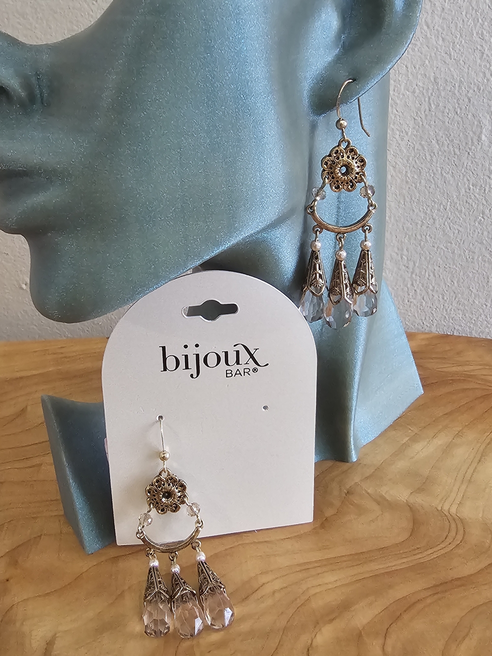 Teardrop Chandelier Earrings with Drop Accents - Picture 3 of 4